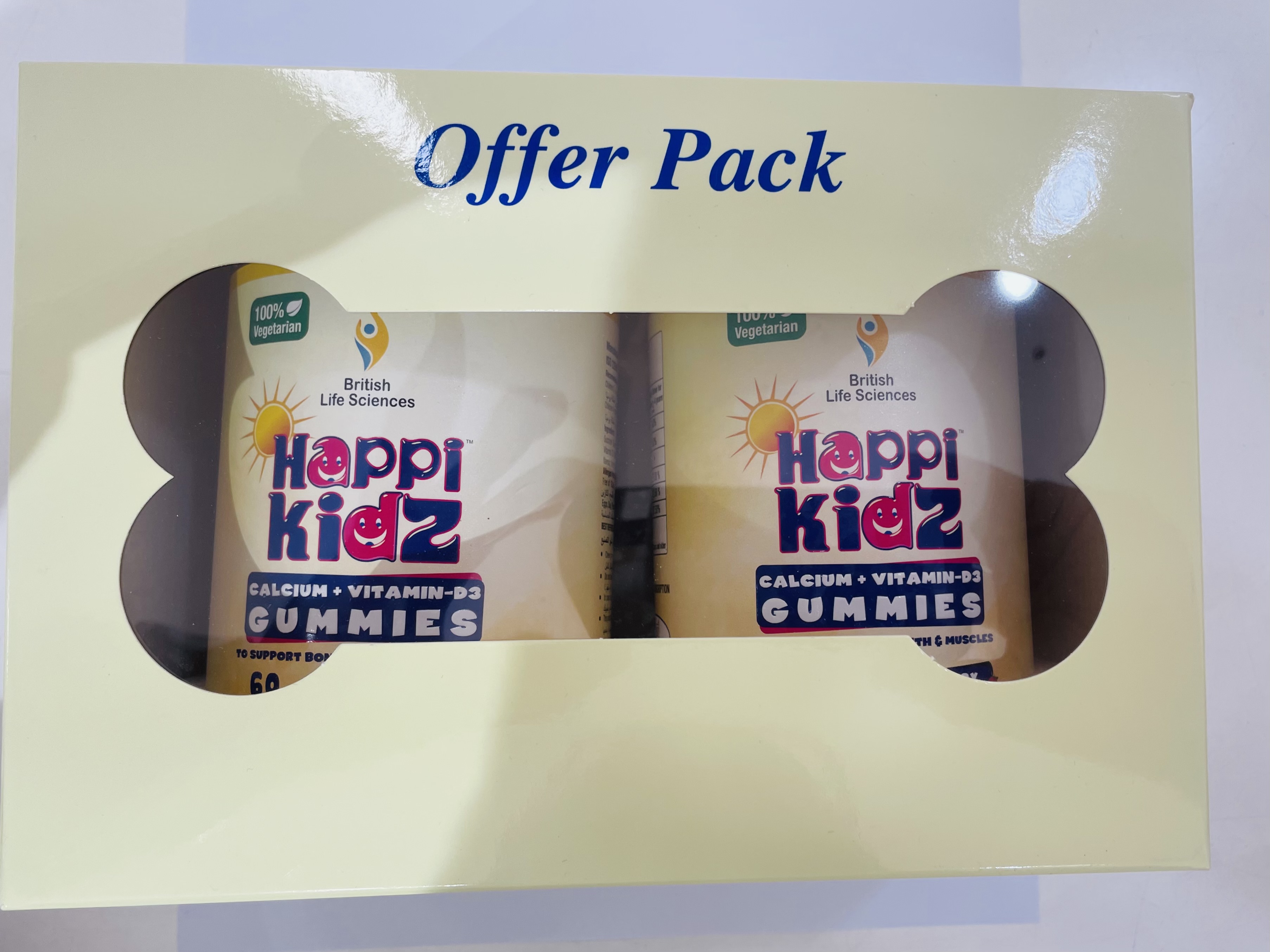 Happi Kidz Calcium & Vitamin D Gummies, 1+1 Offer Pack